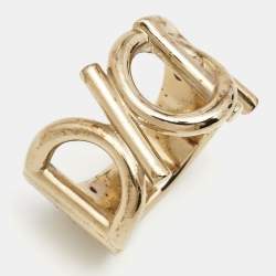 Dior Gold Tone Logo Ring Size EU 56