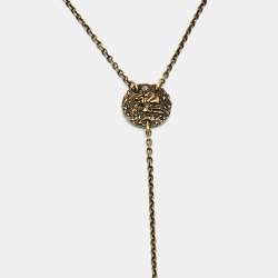 Pre Owned Dior Aged Gold Tone Amulettes d'amour Star Pendant Necklace