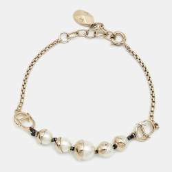 Dior Tribales Faux Pearl Gold Tone Station Bracelet