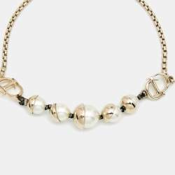 Dior Tribales Faux Pearl Gold Tone Station Bracelet