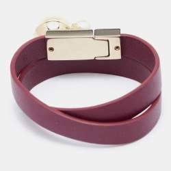 Christian Dior Burgundy Leather Mise En Dior Double Wrap Bracelet