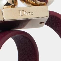 Christian Dior Burgundy Leather Mise En Dior Double Wrap Bracelet