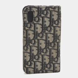 Dior Navy Blue/White Oblique Canvas Bifold iPhone Cover