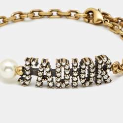 Dior J'Adior Faux Pearl Crystals Gold Tone Bracelet