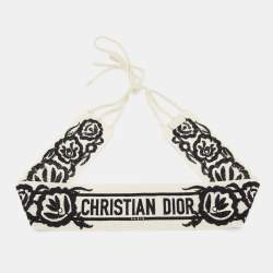 Dior White Floral Embroidered Canvas Waist Belt