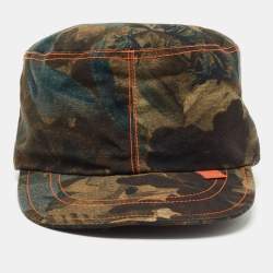 Pre Owned Dior Vintage Green Printed Cotton & Linen Hat M