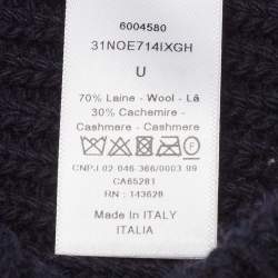 Pre Owned Dior Navy Blue Logo Wool & Cashmere Knit Beanie