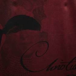 Pre Owned Christian Dior Burgundy Logo Silk Scarf