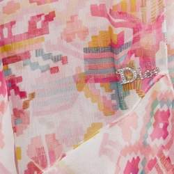 Dior Pink Aztec Print Silk Ruffled Scarf