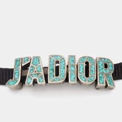 Pre Owned Dior J'ADior Black Fabric & Blue Enamel Choker Necklace