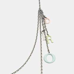 Pre Owned Dior Logo Enamel Silver Tone Necklace