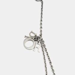 Pre Owned Dior Logo Enamel Silver Tone Necklace