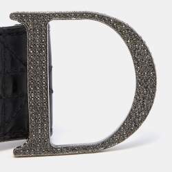 Dior Black Cannage Patent and Leather D Crystals Buckle Belt 90CM