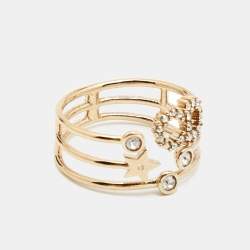 Dior CD Crystals Gold Tone Ring Size 56