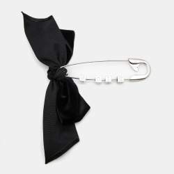 Dior Saftey Pin Velvet Silver Tone Brooch