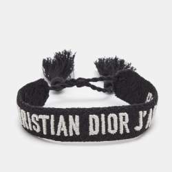 مملوكة مسبقًا Dior J'Adior Black Embroidered Cotton Bracelet