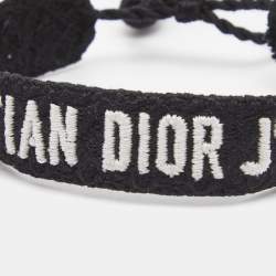 مملوكة مسبقًا Dior J'Adior Black Embroidered Cotton Bracelet
