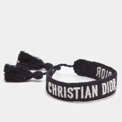 مملوكة مسبقًا Dior J'Adior Black Embroidered Cotton Bracelet