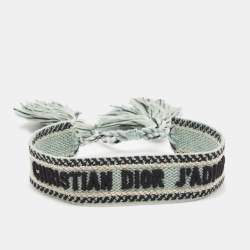 Dior J'Adior Green Embroidered Cotton Bracelet