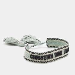 Dior J'Adior Green Embroidered Cotton Bracelet