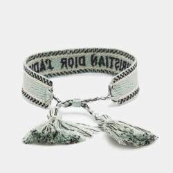 Dior J'Adior Green Embroidered Cotton Bracelet