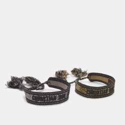 Dior J'adior Metallic Embroidered Cotton Bracelet Set