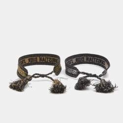 Dior J'adior Metallic Embroidered Cotton Bracelet Set