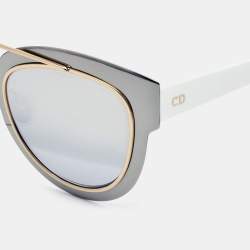 Pre Owned Dior White/Silver Dior Chromic Mirror Cat Eye Sunglasses