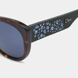 Pre Owned Dior Dark Brown/Black Inedite Crystals Cat Eye Sunglasses