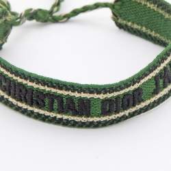 Dior J'adior Brown & Green Woven Cotton  Set Of Two Adjustable Tassel Bracelets
