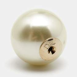 Dior Tribales Faux Pearl Gold Tone Stud Earrings