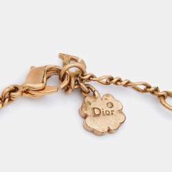 Pre Owned Dior Gold Tone Mother Of Pearl Butterfly Charm Bracelet