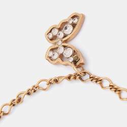 Pre Owned Dior Gold Tone Mother Of Pearl Butterfly Charm Bracelet