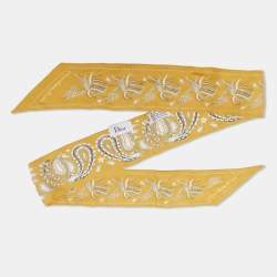 Dior Yellow Paisley Print Silk Mitzah Scarf