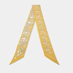 Dior Yellow Paisley Print Silk Mitzah Scarf