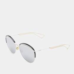 Dior Dioround White & Gold Tone/Grey  4U9DC Round Sunglasses
