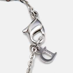 Pre Owned Dior Silver Tone Floral Resin Crystal Bow Detail Jewelery Set