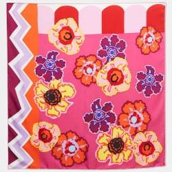 Dior Pink Floral Print Silk Scarf 