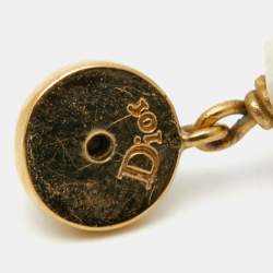 مملوكة مسبقًا Dior Faux Pearl Gold Tone Earrings