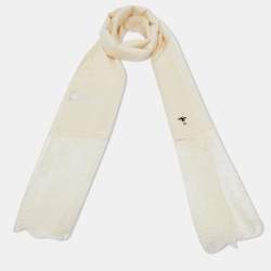 Dior Cream Tulle Trim Cashmere & Silk Stole