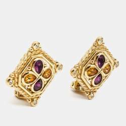 Dior Crystals Gold Tone Necklace Earrings Set