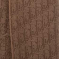Pre Owned Christian Dior Brown Oblique Pattern Cashmere & Silk Shawl