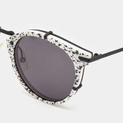 Pre Owned Dior Black/White Printed DIOR0196S Round Sunglasses