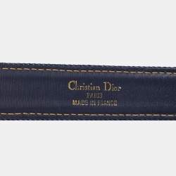 Pre Owned Dior Navy Blue Denim CD Logo Buckle Belt L