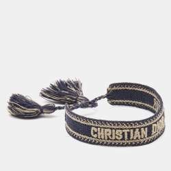 Pre Owned Dior J'adior Navy Blue Woven Fabric Bracelet