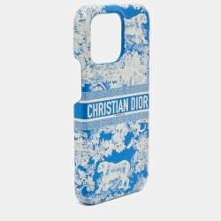 Pre Owned Dior Blue/White Leather Dior Travel iPhone 13 Pro Case