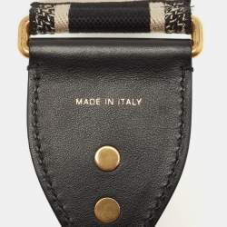 Pre Owned Dior Black/Cream Embroidered Canvas Shoulder Bag Strap