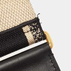 Pre Owned Dior Black/Cream Embroidered Canvas Shoulder Bag Strap