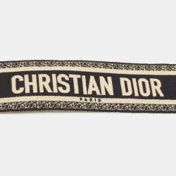 Pre Owned Dior Black/Cream Embroidered Canvas Shoulder Bag Strap