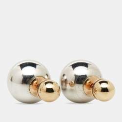 Pre Owned Dior Tribales Two Tone Metallic Stud Earrings